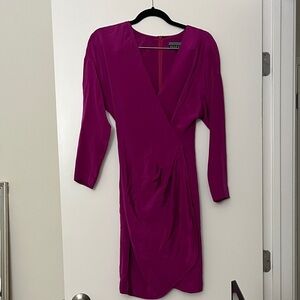 Fuchsia silk Long Sleeve Dress